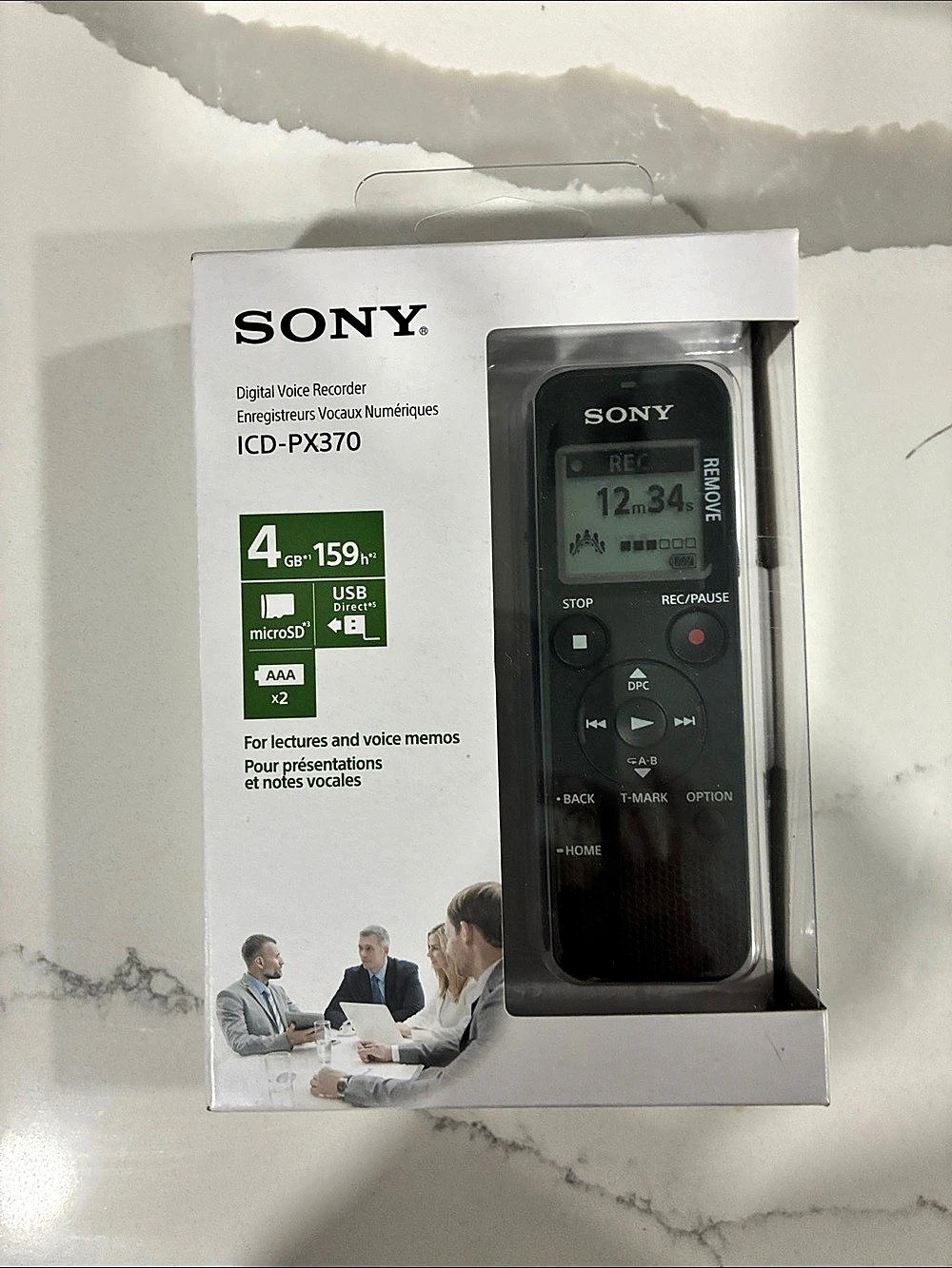 Sony ICD-PX370 Digital Voice Recorder 4GB Black & White
